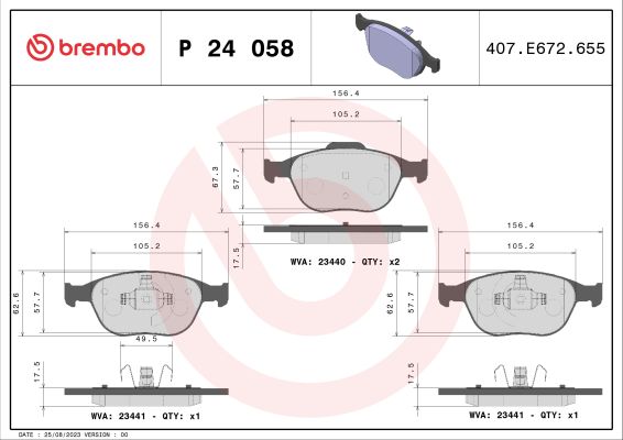 A.B.S. P 24 058 BREMBO BREMSBELÄGE, RICHTUNGSGEBUNDEN Bremsbelagsatz, Scheibenbremse